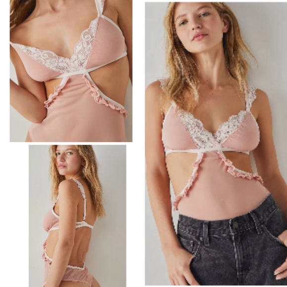 NWT Free People x We Are HAH“ Key To Your Heart” Mesh Teddy Bodysuit - Picture 1 of 15